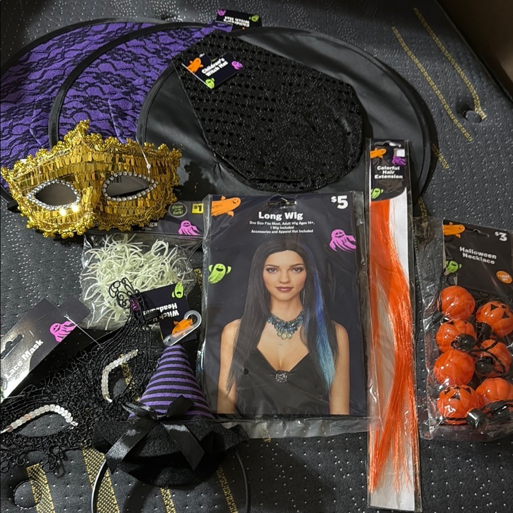 Halloween Party Supplies Set with Gold and Black Accessories